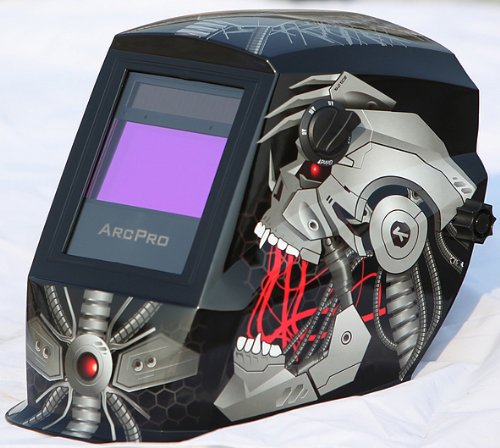 ArcPro 20704 Auto-Darkening Solar Powered Welding Helmet with Grinding Mode, Alien Design